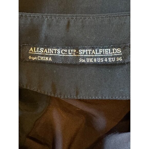 AllSaints Dress Women 4 Brown Black Silky Lacyn Colorblock Panel‎ Mini Shift - Picture 8 of 12